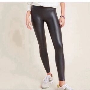 Spanx Women's Black Faux Leather Leggings size Large‎